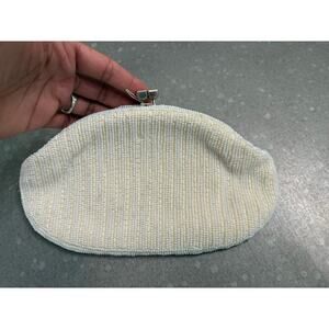 Vintage Mid-Century Ivory Pearl Beaded Clutch | Handmade | Bridal Evening Bag